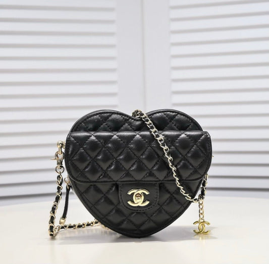 Black C Heart Bag